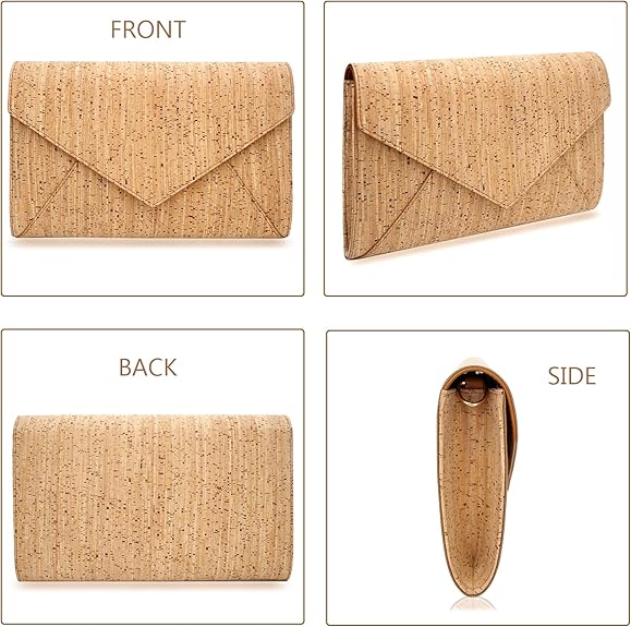 boshiho Natural Cork Crossbody Bag, Women Vegan Handbag Cork Clutch Wallet