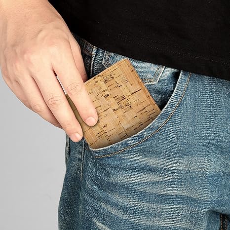 boshiho RFID Blocking Cork Wallet, Slim Bifold Vegan Credit Card Holder Coin Purse Eco Friendly Gift for Men and Women