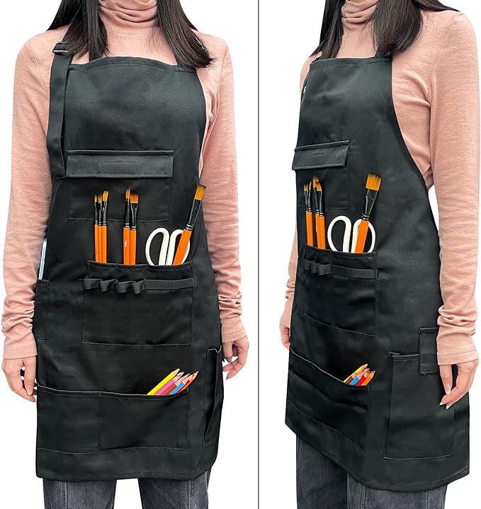 boshiho Painting Aprons Barber Apron with Pockets for Women/Men/Unisex, Utility or Work Apron