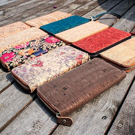 boshiho Cork Vegan Purse Wallet, Women’s Wallet Large Capacity Smart Phone Clutch Zip Long Purse with Card Holder Coin Pocket Vegan Gift