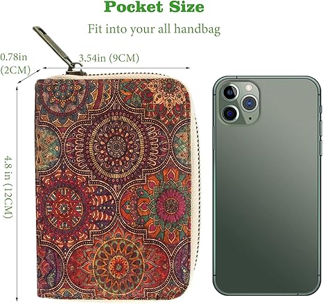 boshiho Small Wallet for Women RFID Blocking Vegan Cork Womens Zipper Wallet Compact Ladies Purse with Coin Pocket Eco-friendly Vegan Gift