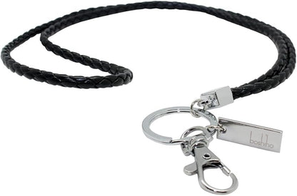 boshiho Office Lanyard, PU Leather Necklace Lanyard with Strong Clip and Keychain for Keys, ID Badge Holder, USB or Cellphone