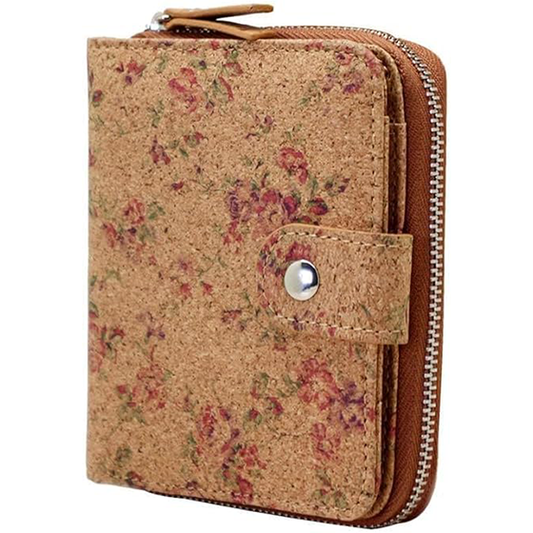 boshiho Vegan Cork Wallet, Women’s Purse Slim Zipper Design with Card Holder Coin Pocket Purse Eco-friendly Vegan Gift