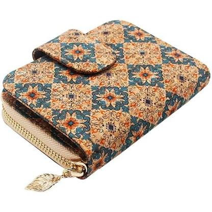 boshiho Vegan Cork Wallet, Women’s Purse Slim Zipper Design with Card Holder Coin Pocket Purse Eco-friendly Vegan Gift