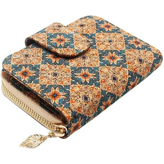 boshiho Vegan Cork Wallet, Women’s Purse Slim Zipper Design with Card Holder Coin Pocket Purse Eco-friendly Vegan Gift