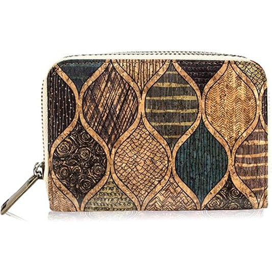 boshiho Small Wallet for Women RFID Blocking Vegan Cork Womens Zipper Wallet Compact Ladies Purse with Coin Pocket Eco-friendly Vegan Gift
