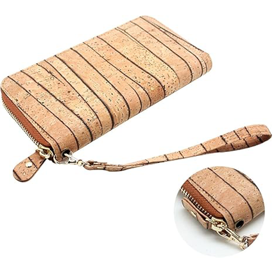 boshiho Cork Vegan Purse Wallet, Women’s Wallet Large Capacity Smart Phone Clutch Zip Long Purse with Card Holder Coin Pocket Vegan Gift