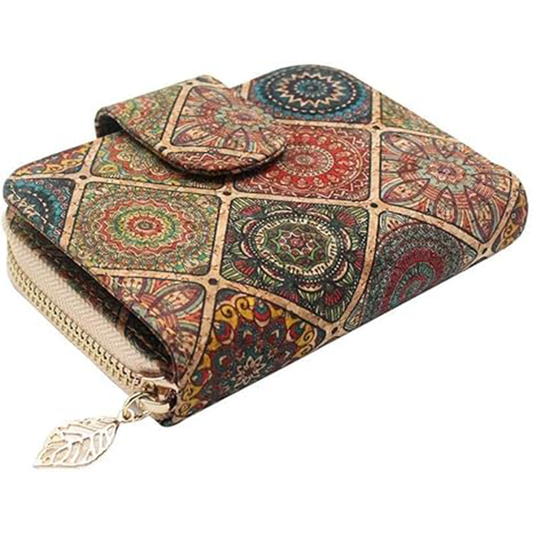 boshiho Vegan Cork Wallet, Women’s Purse Slim Zipper Design with Card Holder Coin Pocket Purse Eco-friendly Vegan Gift