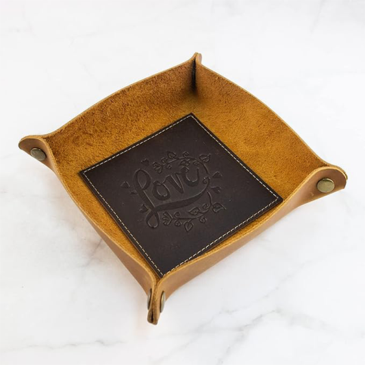 boshiho Valet Tray for Men, Leather Jewelry Catchall Key Phone Coin Box Change Caddy Bedside Storage Box