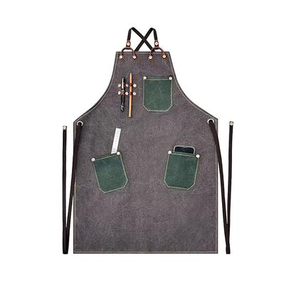 boshiho Waxed Canvas Shop Apron,Heavy Duty Work Apron for Men Women with 3 Pockets & Extra Long Straps,Adjustable M to XXL Tool Aprons for Men & Women
