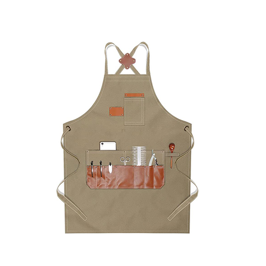 boshiho Barber Shop Apron with Pockets Arist Painting Beauty Salon Aprons for Women/Men Utility Work Apron