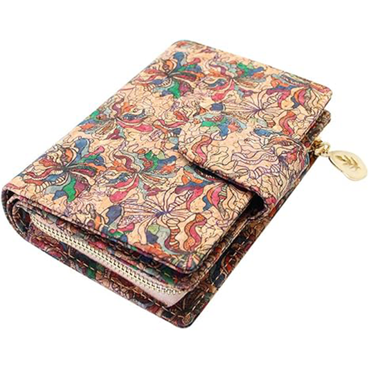 boshiho Vegan Cork Wallet, Women’s Purse Slim Zipper Design with Card Holder Coin Pocket Purse Eco-friendly Vegan Gift