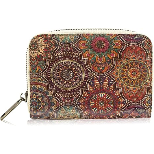 boshiho Small Wallet for Women RFID Blocking Vegan Cork Womens Zipper Wallet Compact Ladies Purse with Coin Pocket Eco-friendly Vegan Gift