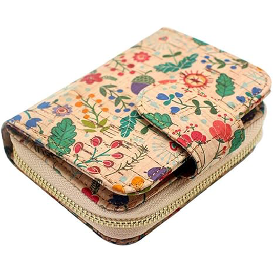 boshiho Vegan Cork Wallet, Women’s Purse Slim Zipper Design with Card Holder Coin Pocket Purse Eco-friendly Vegan Gift