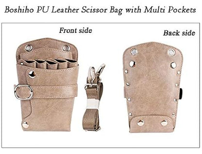 Scissors Pouch PU Leather Salon Barber Hairdressing Scissors Holster Hair Stylist Tools Bag Comb Shear Holster Waist Shoulder Belt