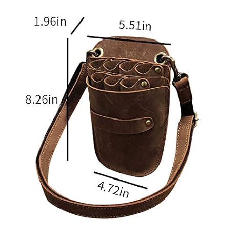 Scissors Pouch Cowhide Leather Salon Barber Hairdressing Scissors Holster Hair Stylist Tools Bag Comb Shear Holster Waist Shoulder Belt
