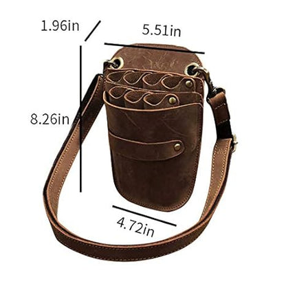 Scissors Pouch Cowhide Leather Salon Barber Hairdressing Scissors Holster Hair Stylist Tools Bag Comb Shear Holster Waist Shoulder Belt