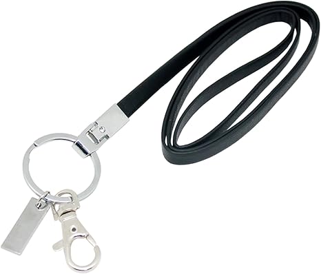 Boshiho Vertical Style Leather ID Card Badge Holder with Heavy Duty Lanyard