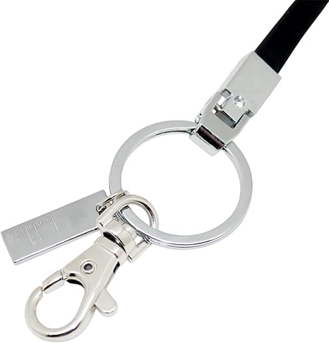 Boshiho Vertical Style Leather ID Card Badge Holder with Heavy Duty Lanyard