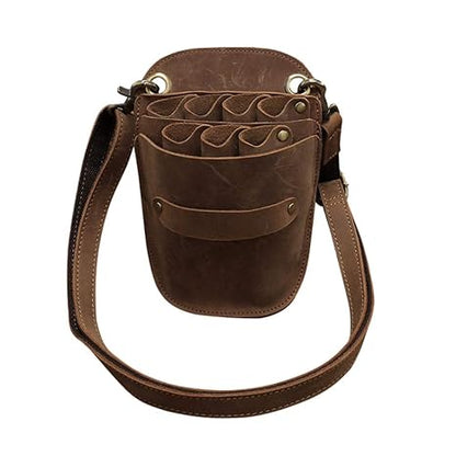 Scissors Pouch Cowhide Leather Salon Barber Hairdressing Scissors Holster Hair Stylist Tools Bag Comb Shear Holster Waist Shoulder Belt