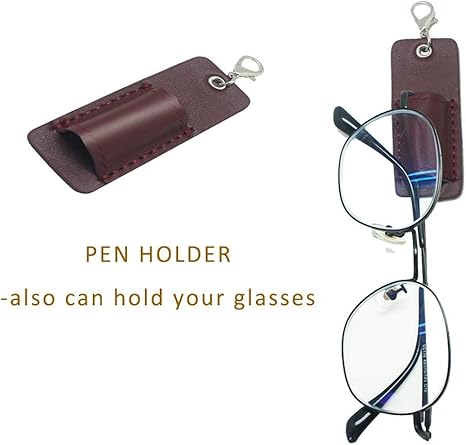 Genuine Leather Pen Holder, 2 Pack Boshiho Pen Pencil Holders for Badge Holder or Neck Lanyard