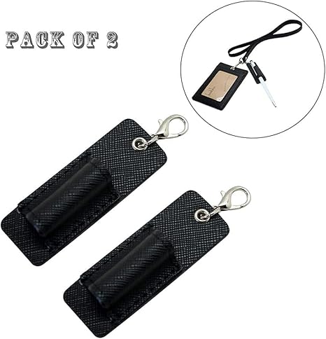 Genuine Leather Pen Holder, 2 Pack Boshiho Pen Pencil Holders for Badge Holder or Neck Lanyard