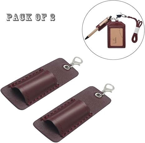 Genuine Leather Pen Holder, 2 Pack Boshiho Pen Pencil Holders for Badge Holder or Neck Lanyard