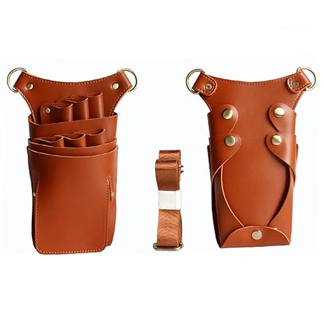 Scissor Holster Pouch,Boshiho PU Leather Salon Barber Hairdressing Scissors Holster Detachable Hair Stylist Tools Bag Comb Shear Holster with Waist Shoulder Belt