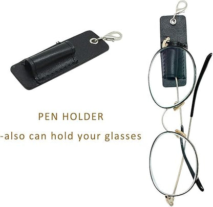 Genuine Leather Pen Holder, 2 Pack Boshiho Pen Pencil Holders for Badge Holder or Neck Lanyard
