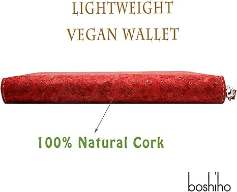 boshiho Cork Vegan Purse Wallet, Women’s Wallet Large Capacity Smart Phone Clutch Zip Long Purse with Card Holder Coin Pocket Vegan Gift