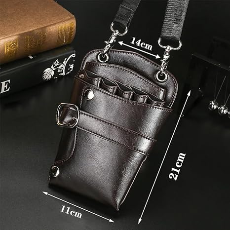 Scissors Pouch PU Leather Salon Barber Hairdressing Scissors Holster Hair Stylist Tools Bag Comb Shear Holster Waist Shoulder Belt