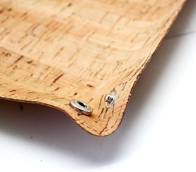 Boshiho Valet Tray for Men, Natural Cork Jewelry Catchall Key Phone Coin Box Change Caddy Bedside Storage Box