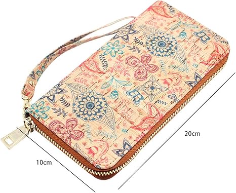 boshiho Cork Vegan Purse Wallet, Women’s Wallet Large Capacity Smart Phone Clutch Zip Long Purse with Card Holder Coin Pocket Vegan Gift