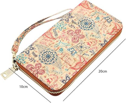 boshiho Cork Vegan Purse Wallet, Women’s Wallet Large Capacity Smart Phone Clutch Zip Long Purse with Card Holder Coin Pocket Vegan Gift