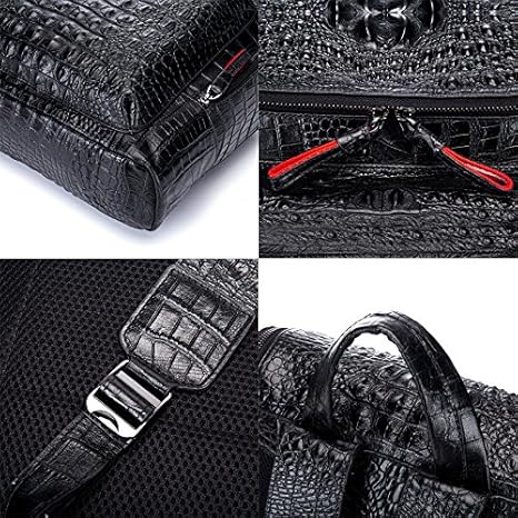 boshiho Real Leather Laptop Backpack Fashion Travel Bag Daypack for Men, Crocodile Pattern