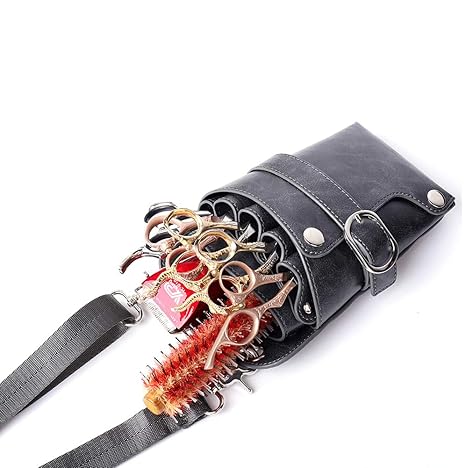 Scissors Pouch PU Leather Salon Barber Hairdressing Scissors Holster Hair Stylist Tools Bag Comb Shear Holster Waist Shoulder Belt
