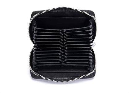 boshiho RFID Blocking 24 Slot Credit Card Holder Wallet Real Leather Multi Card Organizer Wallet with Zipper