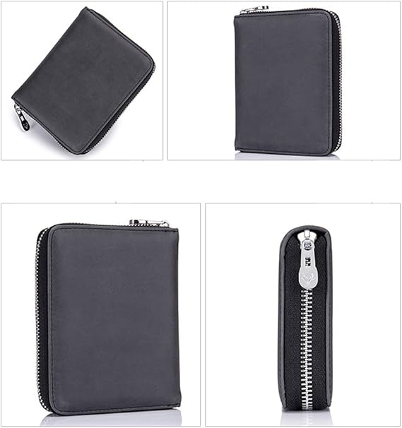 boshiho RFID Blocking 24 Slot Credit Card Holder Wallet Real Leather Multi Card Organizer Wallet with Zipper