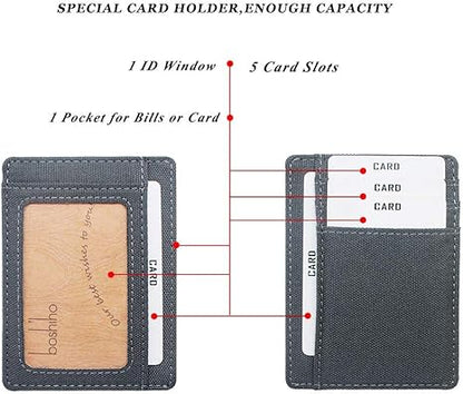 boshiho Card Holder Wallet for Men Women Slim Minimalist Front Pocket Wallet with Cards Slots for Travel, Daily Use