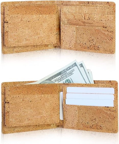 boshiho RFID Blocking Cork Wallet, Slim Bifold Vegan Credit Card Holder Purse Eco Friendly Gift for Men and Women
