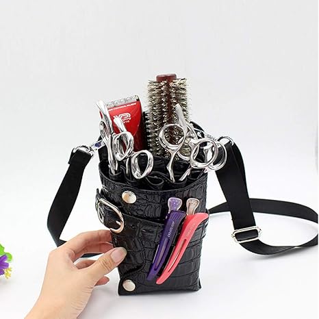 Scissors Pouch PU Leather Salon Barber Hairdressing Scissors Holster Hair Stylist Tools Bag Comb Shear Holster Waist Shoulder Belt