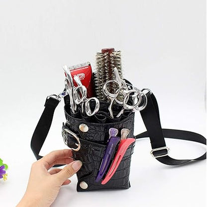 Scissors Pouch PU Leather Salon Barber Hairdressing Scissors Holster Hair Stylist Tools Bag Comb Shear Holster Waist Shoulder Belt