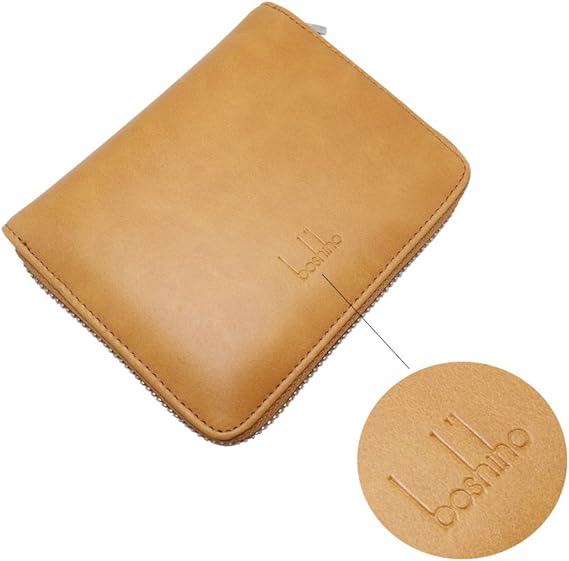 boshiho RFID Blocking 24 Slot Credit Card Holder Wallet Real Leather Multi Card Organizer Wallet with Zipper