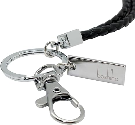 Boshiho Vertical Style Leather ID Card Badge Holder with Keychain Lanyard
