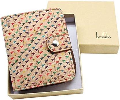 boshiho Vegan Cork Wallet, Women’s Purse Slim Zipper Design with Card Holder Coin Pocket Purse Eco-friendly Vegan Gift
