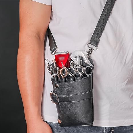Scissors Pouch PU Leather Salon Barber Hairdressing Scissors Holster Hair Stylist Tools Bag Comb Shear Holster Waist Shoulder Belt