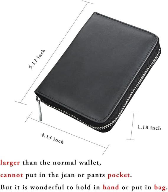 boshiho RFID Blocking 24 Slot Credit Card Holder Wallet Real Leather Multi Card Organizer Wallet with Zipper