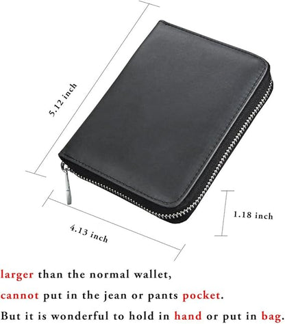 boshiho RFID Blocking 24 Slot Credit Card Holder Wallet Real Leather Multi Card Organizer Wallet with Zipper
