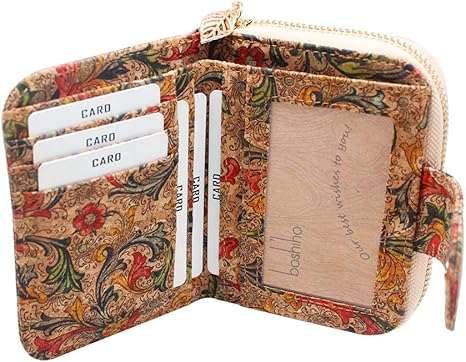 boshiho Wallets for Women, Vegan Card Holder Bifold Womens Wallet Small Compact RFID Blocking Purse with Zipper Coins Pocket