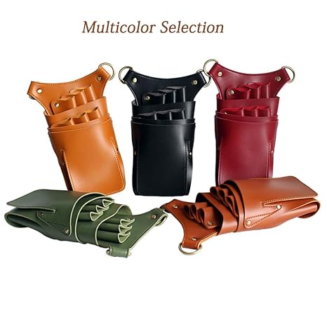 Scissor Holster Pouch,Boshiho PU Leather Salon Barber Hairdressing Scissors Holster Detachable Hair Stylist Tools Bag Comb Shear Holster with Waist Shoulder Belt